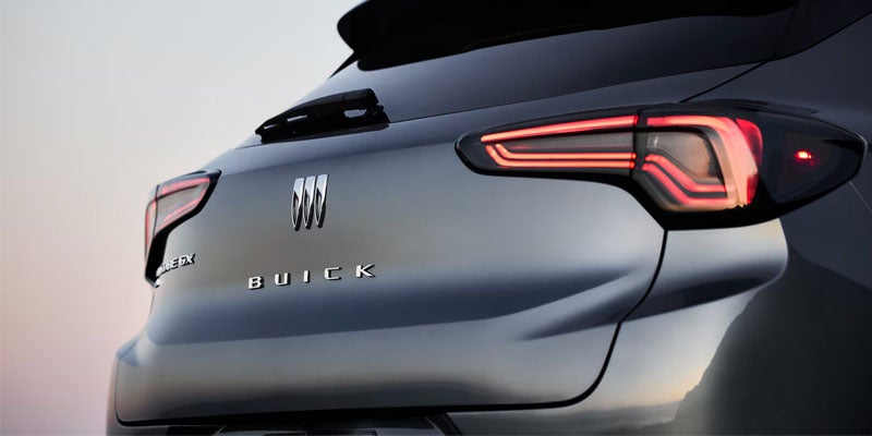 Rear view of a Buick SUV showing LED taillights and liftgate design