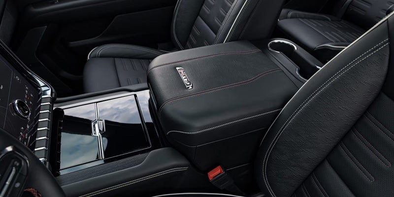 Center console and armrest interior detail